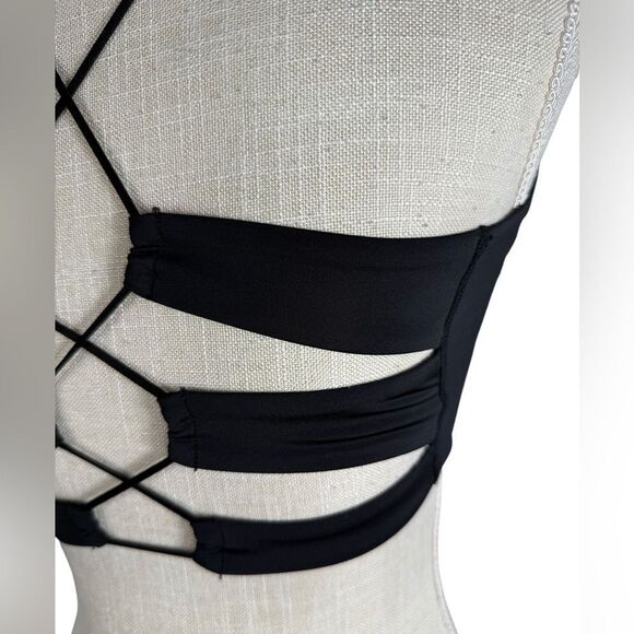 Savage X Fenty Black Wildcat Strappy Sexy Cropped Longline Tank Top - Picture 9 of 11